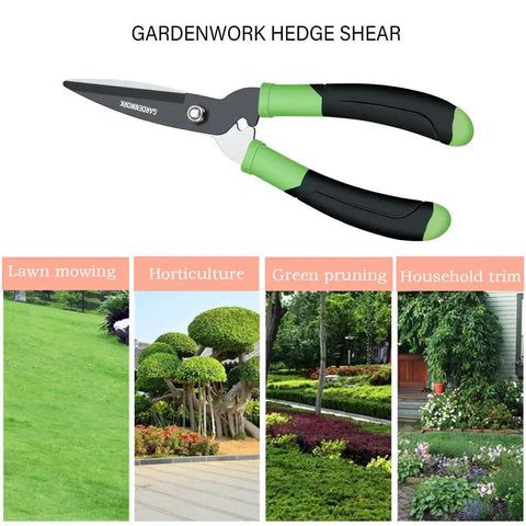 Hedge Clippers With Teflon Coated High Carbon Steel Blades Lightweight 16 Inch Garden Shears With Comfort Grip Handles