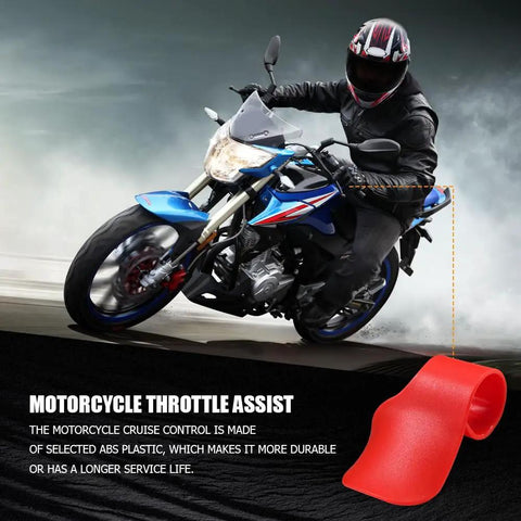Heavy Duty Motorcycle Cruise Control Throttle Assist Grip For 7/8 Inch Bars Universal Accelerator Pad Non Slip Rocker Switch Sweet Cruisin Setup Ridin Ready Durable Red on motorcycle with visible grip.