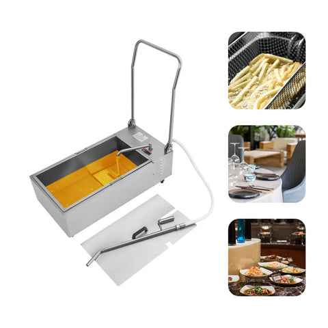 Slick Commercial Fryer Oil Filter Cart With 55 Liter Drum And 370 Watt Motor, stainless steel tank with oil hose.