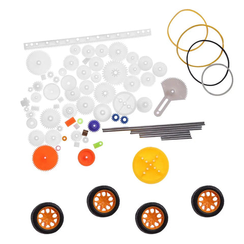 Plastic Gear Set Kit 78 Pieces For DIY Projects With Pulleys Belts Worms Racks Shafts Axles Tires Gearbox Components And Bushings