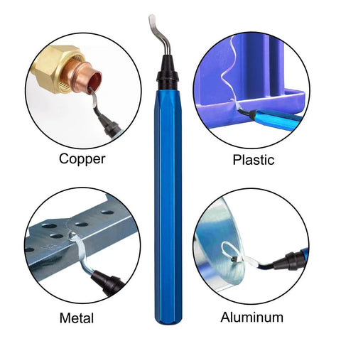 Rotary Deburring Tool Kit With Swivel Handle And 30 Pcs HSS Blades For Soft Metals Like Aluminum And Copper Plus Wood, Plastic And Steel Burr Removal, Great For Circular Holes And Straight Or Curved Edge Finishing