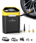 Cordless 160 PSI Tire Inflator Portable Air Pump With Digital Gauge And LED Light, showing compact design and accessories.