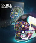 LED Skull Table Lamp With Gothic Glow Battery Powered Three AAA Batteries Needed in iridescent finish with box