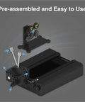 Dope Upgrade Four In One Axis Y Axis Rotary Roller Attachment For Laser Engravers featuring pre-assembled black design and dual rollers.