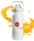 Insulated Stainless Steel Water Bottle 1300ml Leakproof Travel Cup, creamy color, with easy carry handle and splash design