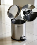 Six Pack Hydraulic Soft Close Dampers For Trash Cans 3.34 Inch Hella Quiet Lid Cushioner with a stainless-steel trash can.