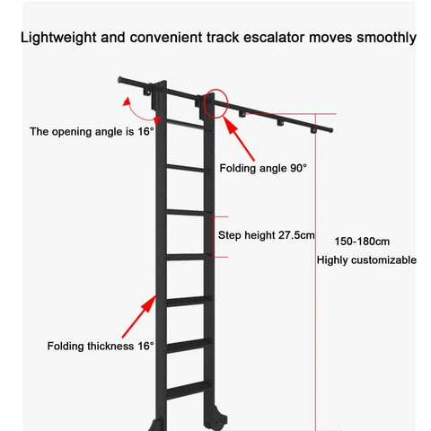 Diagram of Sliding Barn Door Kit With Ladder Rail System showcasing measurements and angles