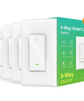 4-pack 3 Way Smart Light Switches With Voice And App Control Requires Neutral Wire And 2.4 GHz WiFi FCC Listed front view