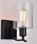 Dope Matte Black Wall Sconces Set of 2 Vanity Light Fixtures Farmhouse Industrial Bubble Glass Shade on white wall