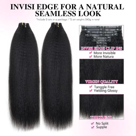 Premium Weight Remy Human Hair Clip In Extensions Two Pack With Invisible Seamless Injection Build Giving You That Totally Snatched Full Head Look That Honestly Hits Different Every Day