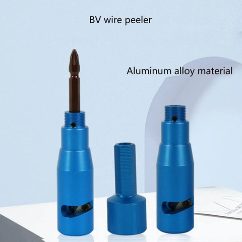 Heavy Duty Wire Stripper Crimping Tool For Power Drill With Comfortable Non-Slip Grip Ergonomic Design Increases Efficiency Rotating Head For Fast Stripping Durable Construction Long Lasting Performance Essential Electrical Hand Tool, featuring aluminum alloy BV wire peeler.