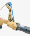 Straight Up Workhorse 40A Pipe Sander And Polisher With 25 Sanding Belts Variable Speed 110V Motor For Metal Tubing Up To 7 Inches view of sanding belt mechanism.