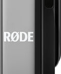 Plug-And-Play Ultra Compact Wireless Microphone System With Built-In Mics case, side view, black design