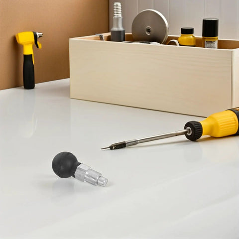 Two Pack Stainless Steel Spring Loaded Pin With Ball Head For Gym Equipment, 16mm Thread Diameter on workbench