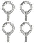 4 Pack 1/4-20 UNC Eye Bolts 304 Stainless Steel Marine Grade Eyebolts With Ring For Lifting, Hanging, Silver