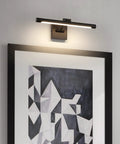 Sleek 16.53 Inch LED Picture Light For Paintings, Black wall lamp illuminating artwork, rotatable light tube, wall-mounted