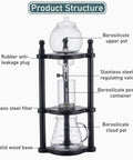 Craft Your Perfect Chilled Cup With This Sleek Glass Cold Brew Drip Tower Featuring Precision Flow Valves And A Solid Wood Base.