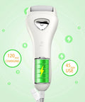 Electric Foot Callus Remover Rechargeable Cordless Foot File That Kicks Dry Skin Out The Window And Delivers Fresh Heels With Zero Hassle For Your Effortless Daily Glow Up showing cordless foot file with battery indicator.