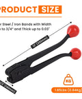 Heavy Duty Steel Strapping Sealer And Crimper Tool Featuring Double Notched Front Action 13 inches long with red rubber grips.