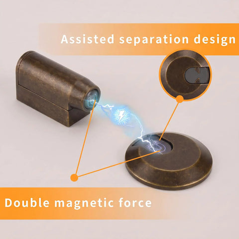 Premium Retractable Magnetic Door Stopper With Adjustable 0.4 Inch Base, showing assisted separation design and double magnetic force.