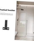 Heavy Duty Shower Door Hinge Stainless Steel Dual Hole Pivot Hinge for bathroom, shown installed on glass door with black finish.