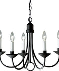 Five-Light White Candles Traditional Chandelier Light With Textured Black Finish Model P4008-31 Classic Rustic Dining Room Fixture