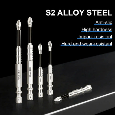 12-Piece High Magnetic Screwdriver Drill Bit Set With Non-Slip, Impact-Resistant Bits Includes 25, 50, 65, 70, 90, 150mm Sizes