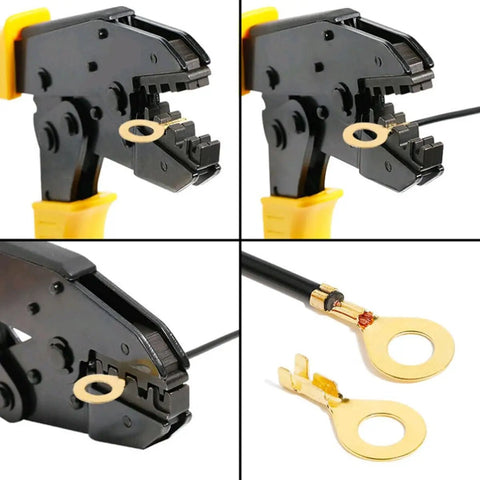 Top Shelf Heavy Duty Non Insulated Ring Terminals Solid Brass O Style Wire Connectors Pro Pack M3 Plus M4 M5 M6 M8 M10 Real Deal 150 Piece Electrical Crimp Kit for crimping ring terminals.