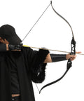 Person aiming a bow with a 28 Inch Carbon Arrows For Target And Hunting, Spine 500, 0.309 Inch Outer Diameter, 30 To 50 Lb Draw Weight