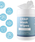 Canister of CPAP Mask Wipes, unscented, 160-count wet wipes for CPAP masks and accessories (6 by 7 in).