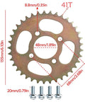 41T sprocket with dimensions for Rear Axle For Go Kart 32 Inch 810mm Powersports Axle With Tubeless Rain Tires 190mm Disc Rotor