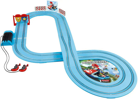 Carrera First Nintendo Mario Kart Slot Car Race Track Set With Mario And Luigi Two Cars Dual Controllers Battery Powered