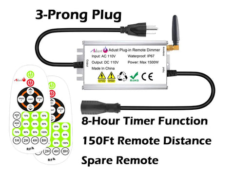 Outdoor Dimmer For String Lights 1500W With IP67 Waterproof, 150ft Range, Timer Control, 3 Prong Outlet, Wireless RF Remote