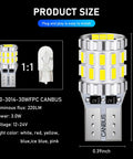 Pack Of 2 Car Wide Led Lights 3W Bulbs Aluminum Reading Lights License Plate Lights Instrument Panel Lights Auto Bulb Replacements Universal Fit For Most Cars, Trucks, SUVs White product size and dimensions
