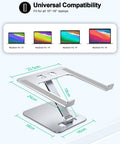 Foldable Laptop Stand With Height Adjustable Ergonomic Riser, Aluminum Portable Desk Mount with dimensions for 10 to 16 inch laptops