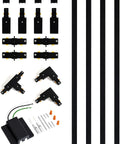 13 Ft H Type Track Lighting Rails Kit in black with connectors, end caps, and mounting hardware for a single circuit H style track system