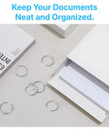 One Inch Binder Rings Set Of Fifty With Nickel Plated Metal Rings Includes Key Ring Clip And Hole Puncher shown with documents