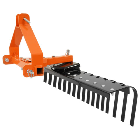 3 Point Rock Rake For Category 0 Tractors With 360 Degree Rotation Replaceable Spring Tines And Pin Hitch Tow Behind Dethatcher