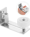 Sliding Barn Door Floor Guide With Wall Mount Track Hardware, Heavy-Duty Double Wheel Rubber Stopper, metal guide in hand