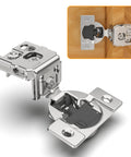 Chibery 2-pack 1-1/4in overlay 4D soft-close concealed hinges, face-frame, satin nickel, installed inset view