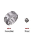 4 Pack 12mm Bore Aluminum Shaft Collars With Set Screws, 20mm Outer Diameter, 8mm Wide, Anodized Finish, 4 collar units, 8 screws