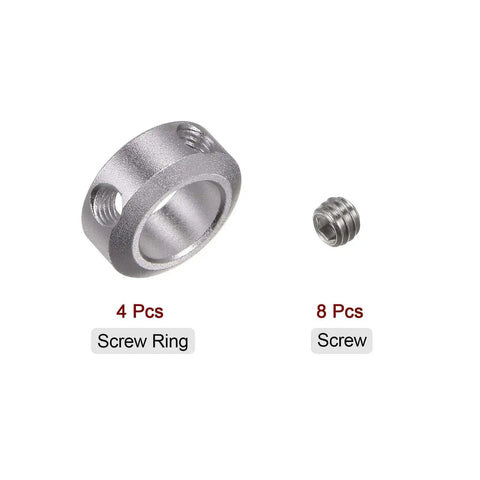 4 Pack 12mm Bore Aluminum Shaft Collars With Set Screws, 20mm Outer Diameter, 8mm Wide, Anodized Finish, 4 collar units, 8 screws