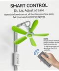 Ceiling Fan - 16.5in USB Hanging Fan with Remote 5 Soft Blades Quiet showing green blades, remote control, and timer settings.