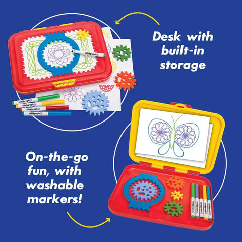 Jumbo Spiral Gear Art Kit for Kids 3 And Up - drawing case with gears and washable markers for creative projects