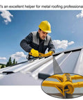 Worker using Pro Grade Standing Seam Roofing Tool Hand Seamer For 90 Degree Seam Locking on metal roof panel