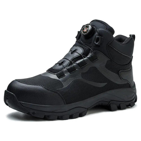 Titan Black Steel Toe Work Boots With Kevlar Puncture Proof Midsole And Cushioned Insoles, size Women 11.5 Men 10 EU 44, side view