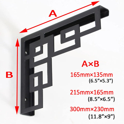Rock Solid Heavy Duty Iron Corner Shelf Brackets Two Pack Retro wall bracket 165mmx135mm black metal design for storage.
