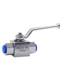 High Pressure Hydraulic Ball Valve 3/8 NPT Female Threaded Shut Off, 7250 PSI Rated, 500 Bar, Carbon Steel, Long Handle, Side View