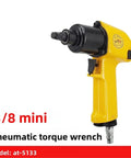 Mini Pneumatic Wrench Three Eighths Inch Compact Wind Cannon With Light Trigger And Sleeve Wrench For Precision Small Bolt Fastening, yellow body, 3/8 inch drive.