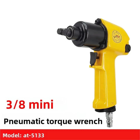 Mini Pneumatic Wrench Three Eighths Inch Compact Wind Cannon With Light Trigger And Sleeve Wrench For Precision Small Bolt Fastening, yellow body, 3/8 inch drive.
